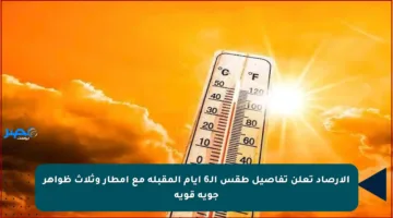 الأرصاد تعلن تفاصيل طقس الـ6 أيام المقبلة مع أمطار وثلاث ظواهر جوية قوية